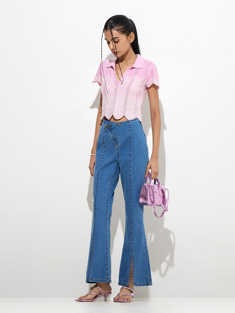 Nuon Blue Bootcut High-Rise Jeans