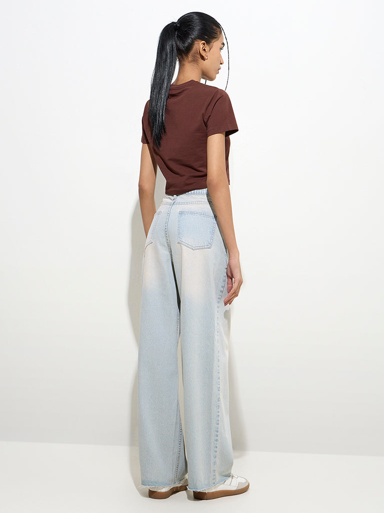 Nuon Light Blue Washed Relaxed-Fit High-Rise Jeans - Image 4