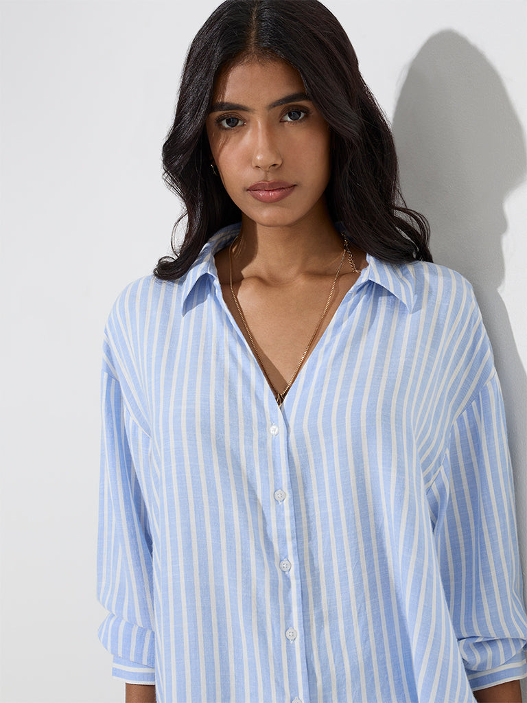 LOV Blue Stripe Printed Shirt - Image 4