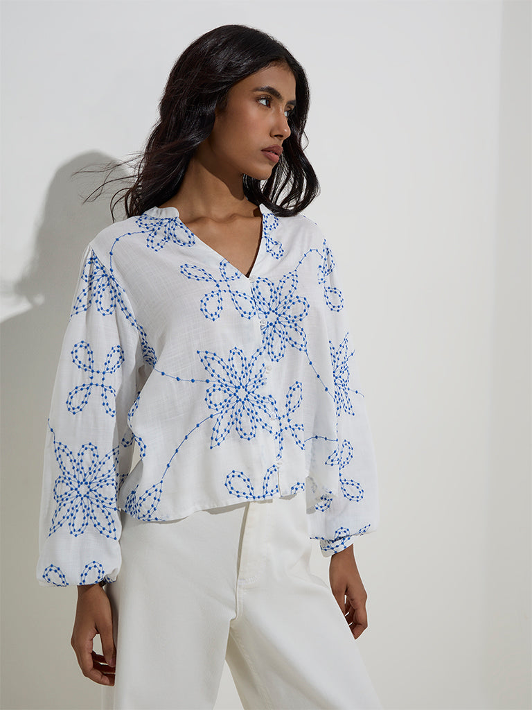 LOV White Floral Embroidered Top - Image 2