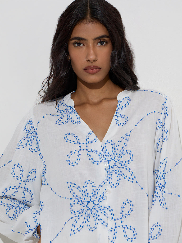 LOV White Floral Embroidered Top - Image 3