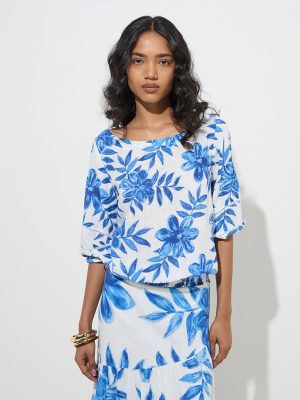 LOV Blue Foliage-Inspired Top