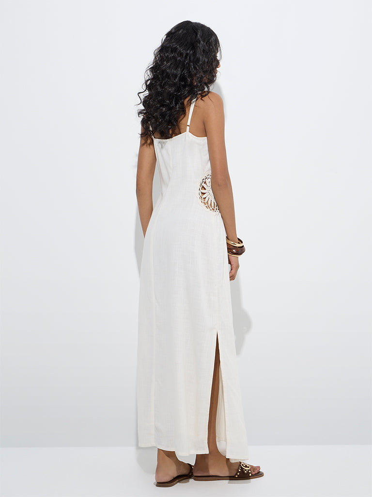 LOV Off-White Crochet-Detailed Straight Dress - Image 4
