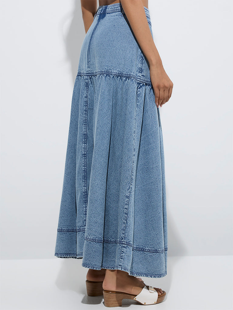 LOV Light Blue Mid-Rise Denim Skirt - Image 4