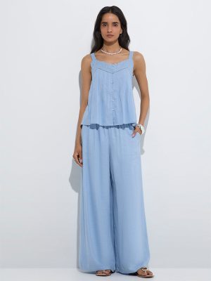 LOV Light Blue Mid-Rise Pants
