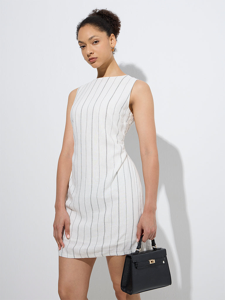 Wardrobe Ivory Striped Shift Dress - Image 2