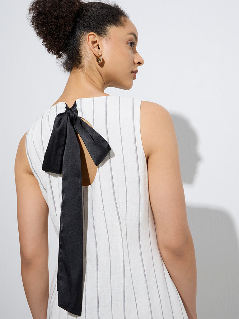 Wardrobe Ivory Striped Shift Dress - Image 3