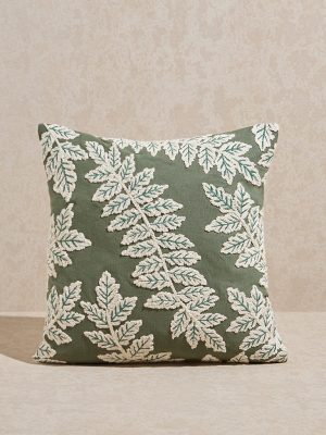 Westside Home Sage Leaf Embroidered Cushion Cover