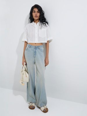 Nuon White Seersucker Cotton Shirt