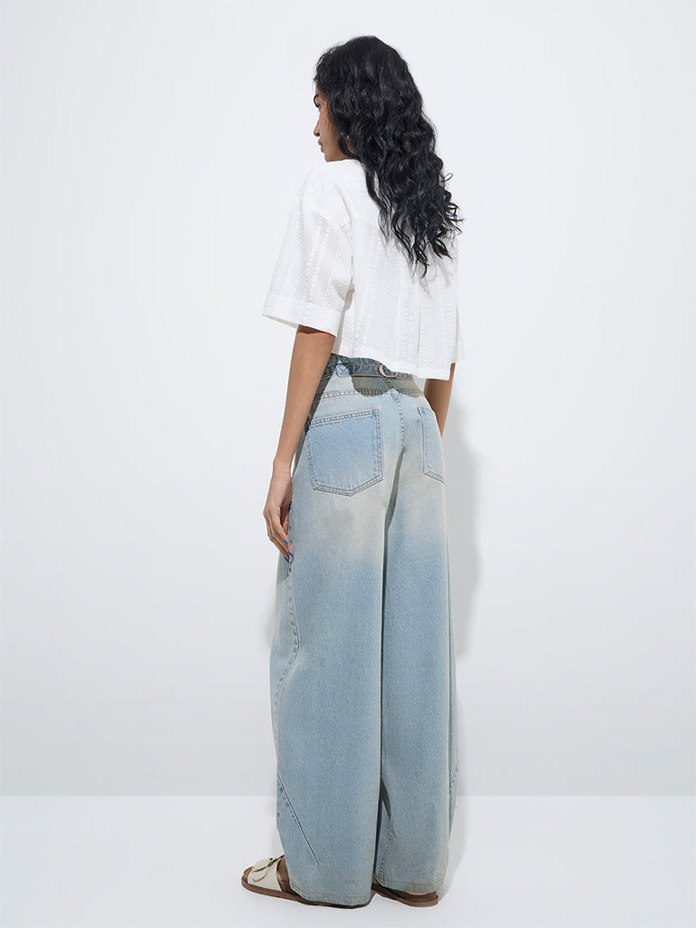 Nuon White Seersucker Cotton Shirt - Image 5