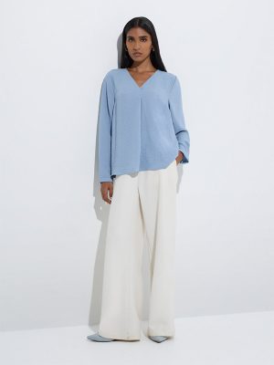 Wardrobe Blue Crinkle-Textured Blouse