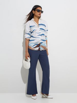 Wardrobe White Abstract Pattern Shirt