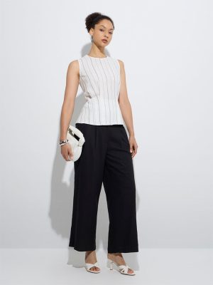 Wardrobe Ivory Stripe Printed Top