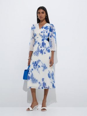 Wardrobe White Botanical Printed A-Line Dress