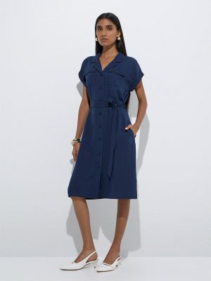 Wardrobe Navy Shirt Dress with Belt