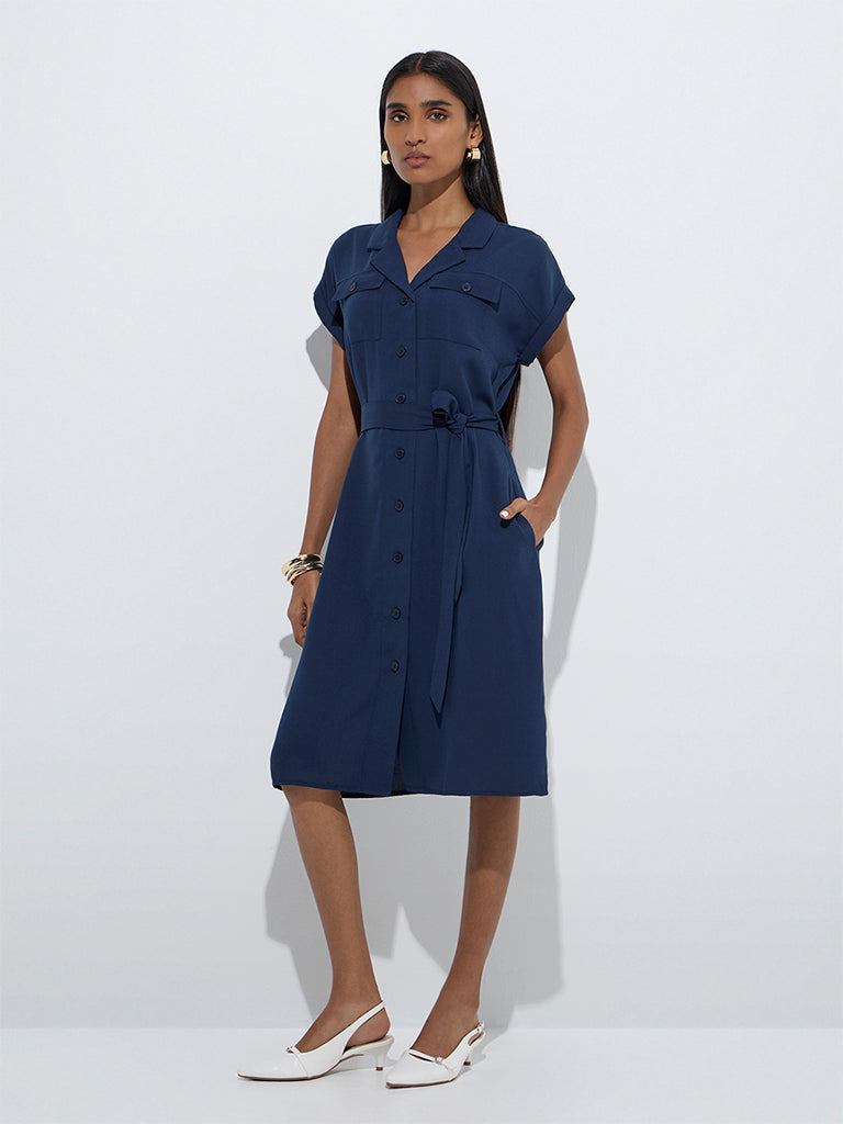 Wardrobe Navy Shirt Dress with Belt