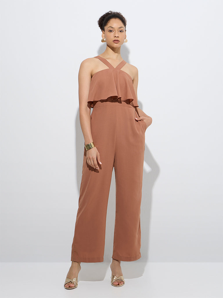 Wardrobe Brown Ruffle-Detailed Jumpsuit - Image 2