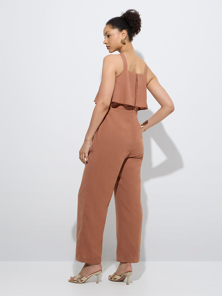 Wardrobe Brown Ruffle-Detailed Jumpsuit - Image 4