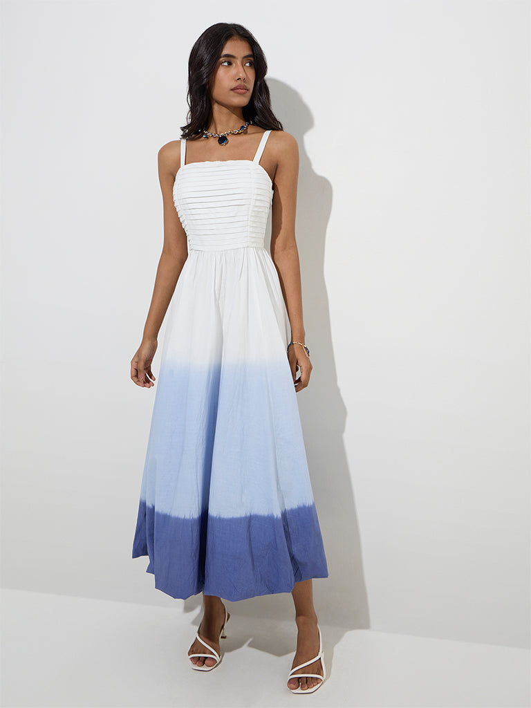 LOV White Ombre-Design A-Line Dress