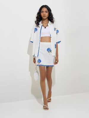 LOV White Floral High-Rise Skirt