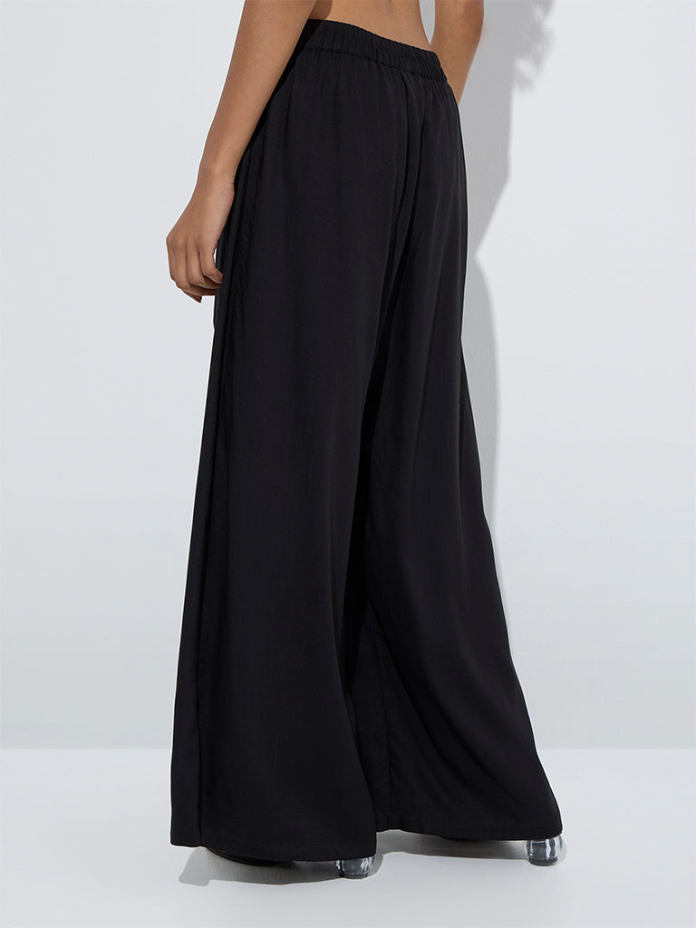 LOV Black Embroidered Mid-Rise Pants - Image 4