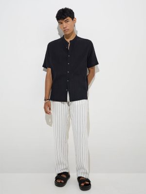 ETA Black Crinkle-Textured Relaxed-Fit Cotton Shirt