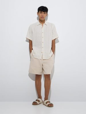 ETA Off-White Stripe Pattern Relaxed-Fit Cotton Shirt
