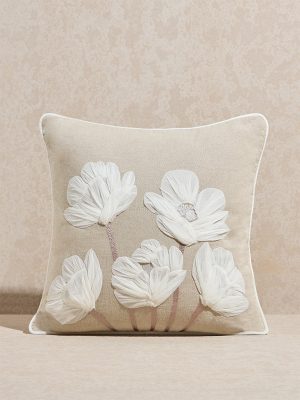 Westside Home Beige Floral Patterned Cushion Cover