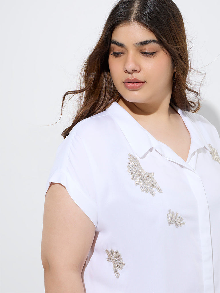 Gia White Embellished Shirt - Image 3