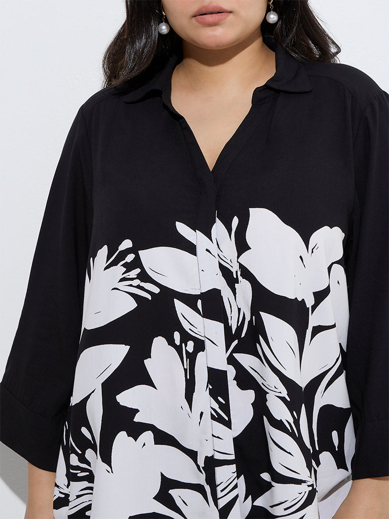 Gia Black Floral Printed Blouse - Image 3