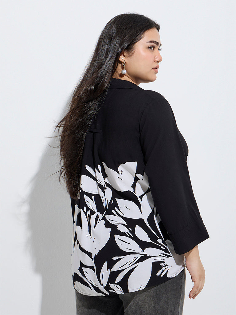 Gia Black Floral Printed Blouse - Image 4