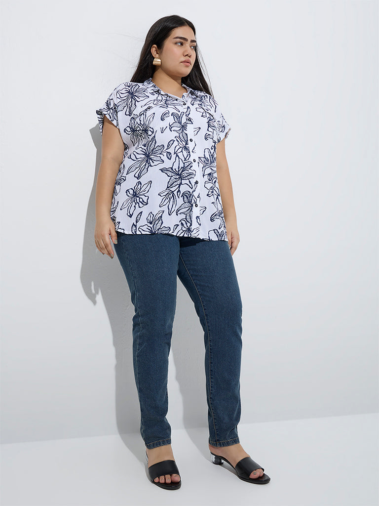 Gia Dark Blue Relaxed-Fit High-Rise Jeans