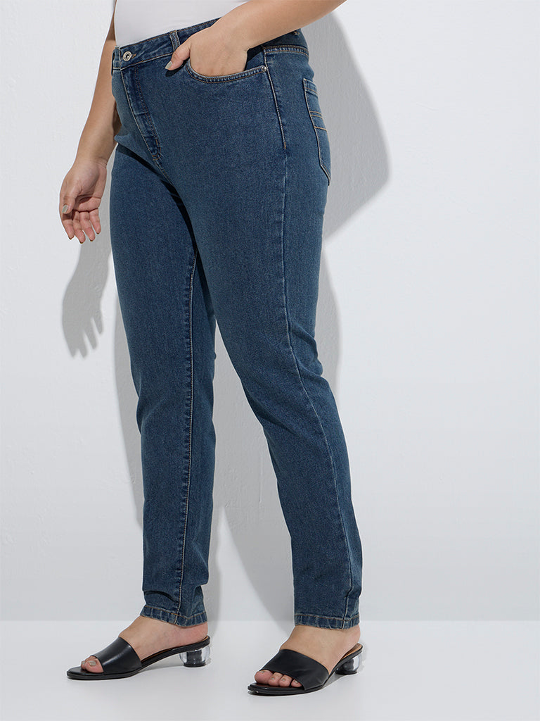 Gia Dark Blue Relaxed-Fit High-Rise Jeans - Image 2