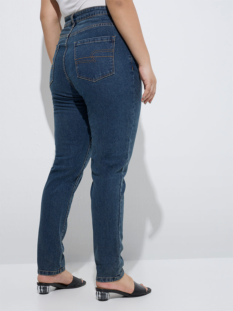 Gia Dark Blue Relaxed-Fit High-Rise Jeans - Image 4