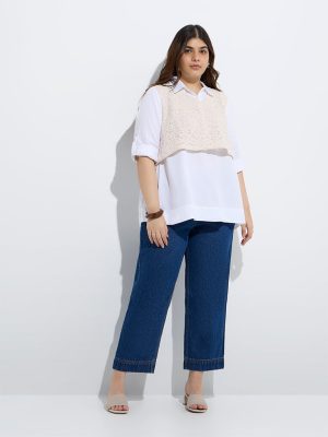 Gia Navy Relaxed-Fit High-Rise Jeans