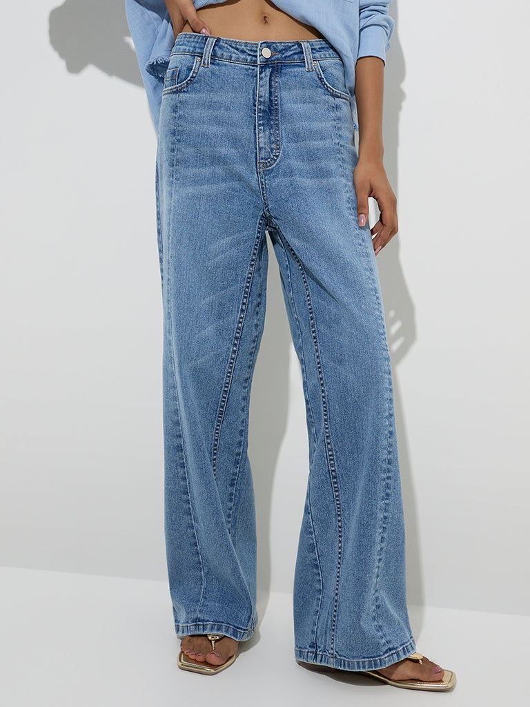 LOV Blue Faded Relaxed-Fit Mid-Rise Jeans - Image 2