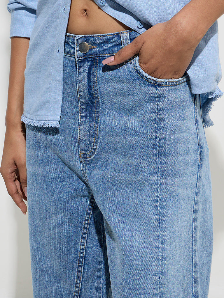 LOV Blue Faded Relaxed-Fit Mid-Rise Jeans - Image 3