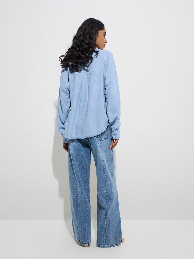 LOV Blue Faded Relaxed-Fit Mid-Rise Jeans - Image 4