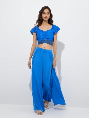 Vark Blue Solid Palazzos