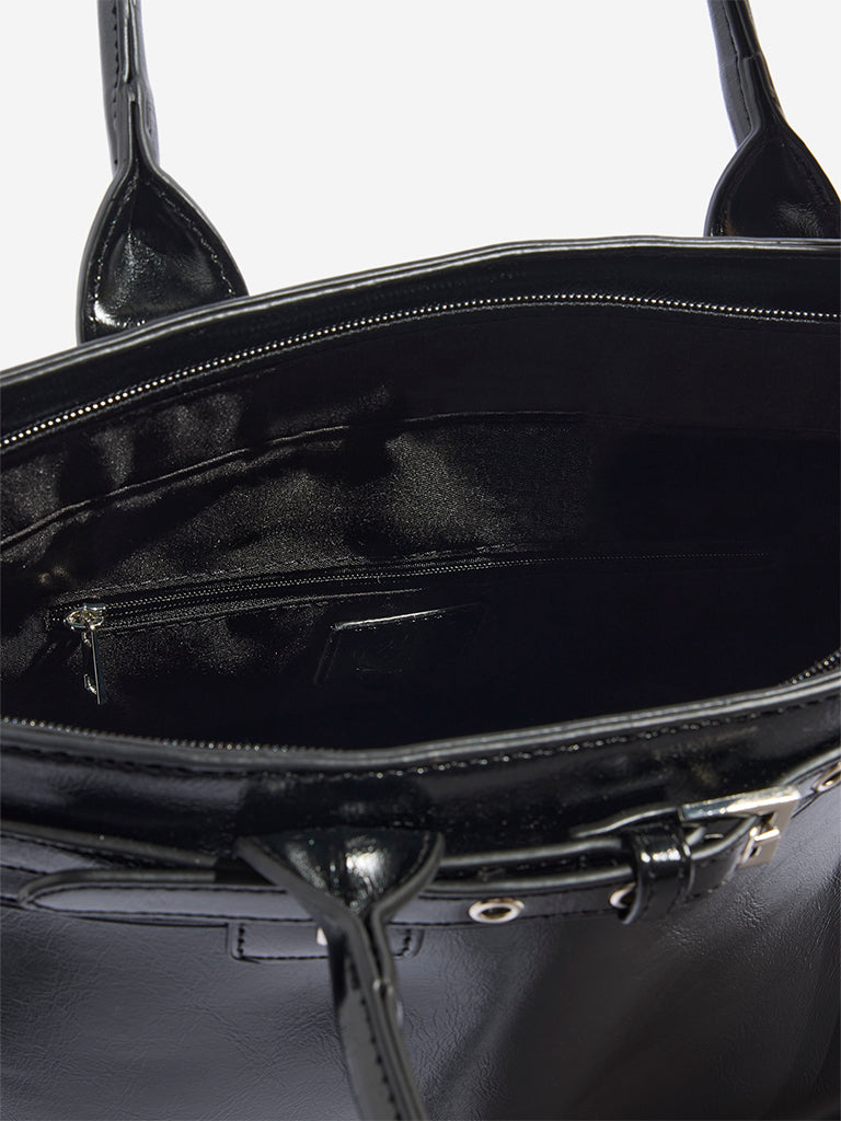 Westside Black Belt-Detailed Tote Bag - Image 3