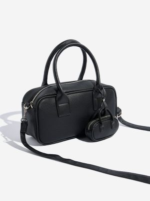 Westside Textured Black Crossbody Bag