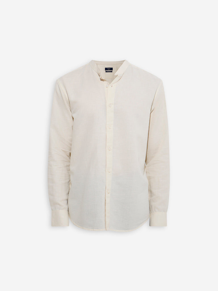 Ascot Light Yellow Relaxed-Fit Linen-Blend Shirt - Image 6