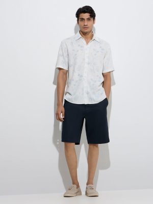 Ascot Off-White Floral Pattern Relaxed-Fit Shirt