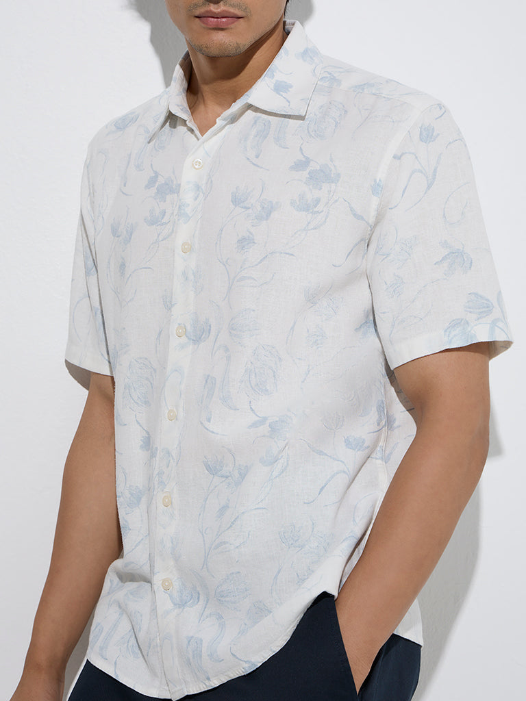 Ascot Off-White Floral Pattern Relaxed-Fit Shirt - Image 3