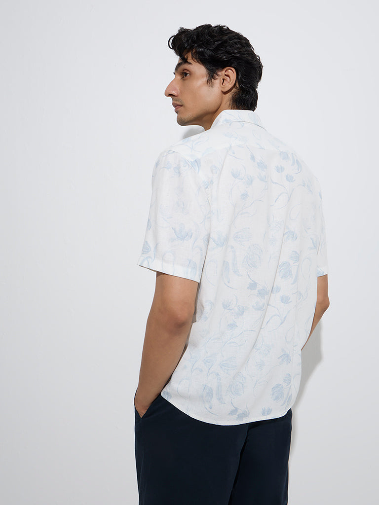 Ascot Off-White Floral Pattern Relaxed-Fit Shirt - Image 4
