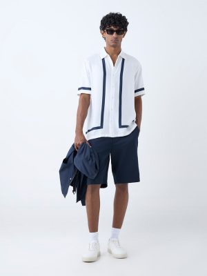 Ascot White Printed Relaxed-Fit Shirt