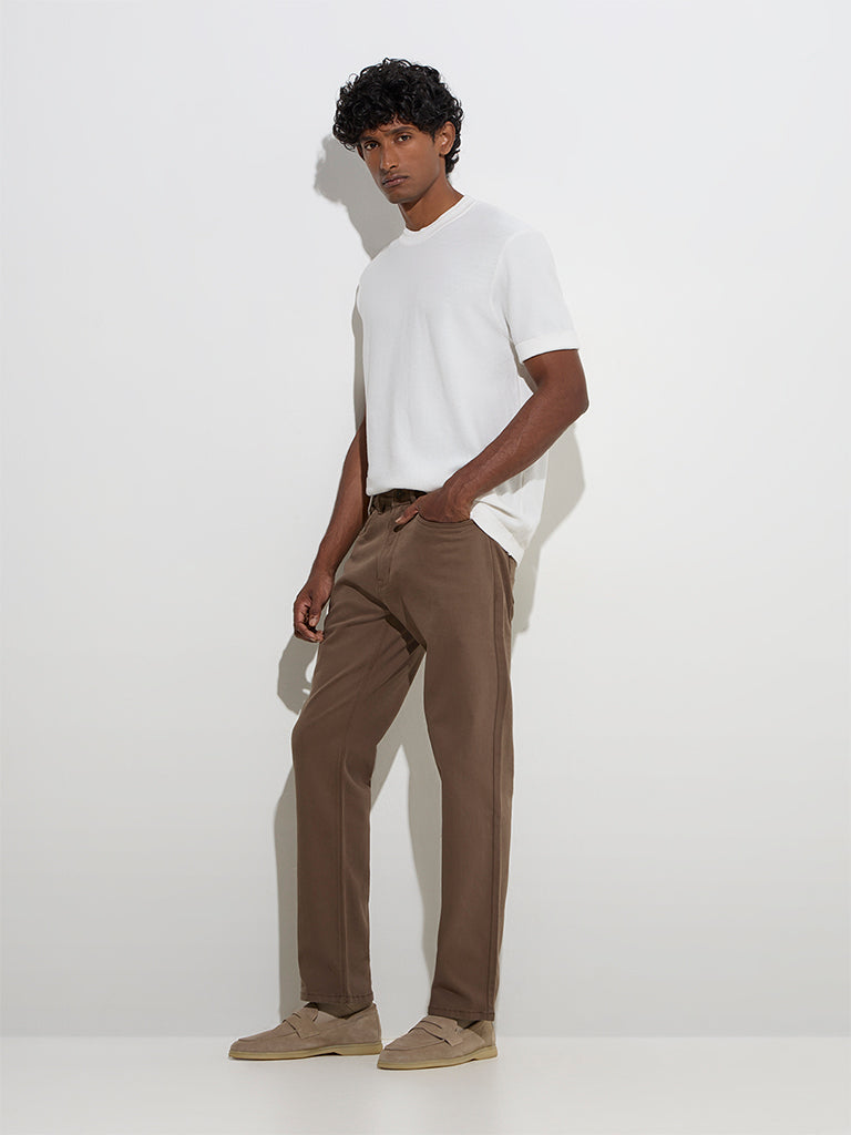 Ascot White Knit-Textured Relaxed-Fit Cotton Blend T-Shirt - Image 3