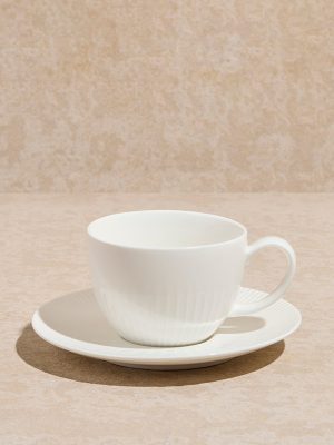 Westside Home White Ripple Cup and Saucer Set