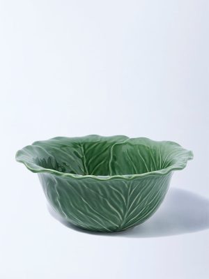 Westside Home Green Cabbage Leaf Design Bowl