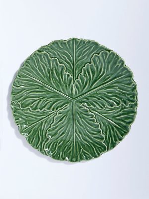 Westside Home Green Cabbage Leaf Design Serving Platter